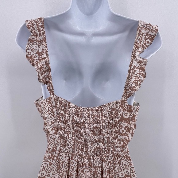 Tan Patterned Maxi Dress Honey Belle Sz S Sleeveless Sumer Hi Lo Style NWT NEW - Picture 6 of 12